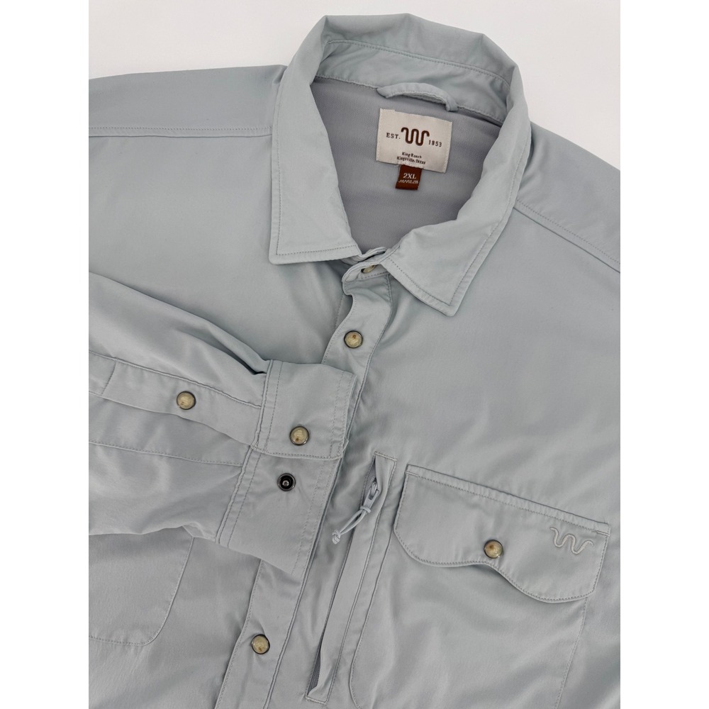 King Ranch Shirt Mens 2XL Gray Norther Tech Long Outdoor Vented Performance